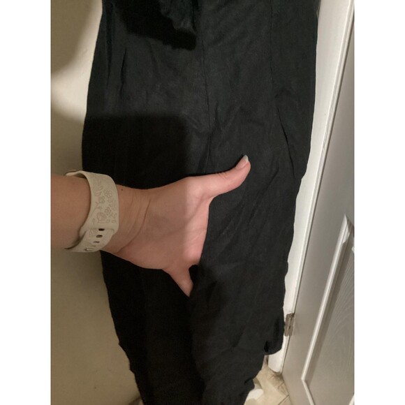 Madewell Dress Womens PXXS Black Linen Button Front Midi Collared Pockets NWT - Picture 5 of 8